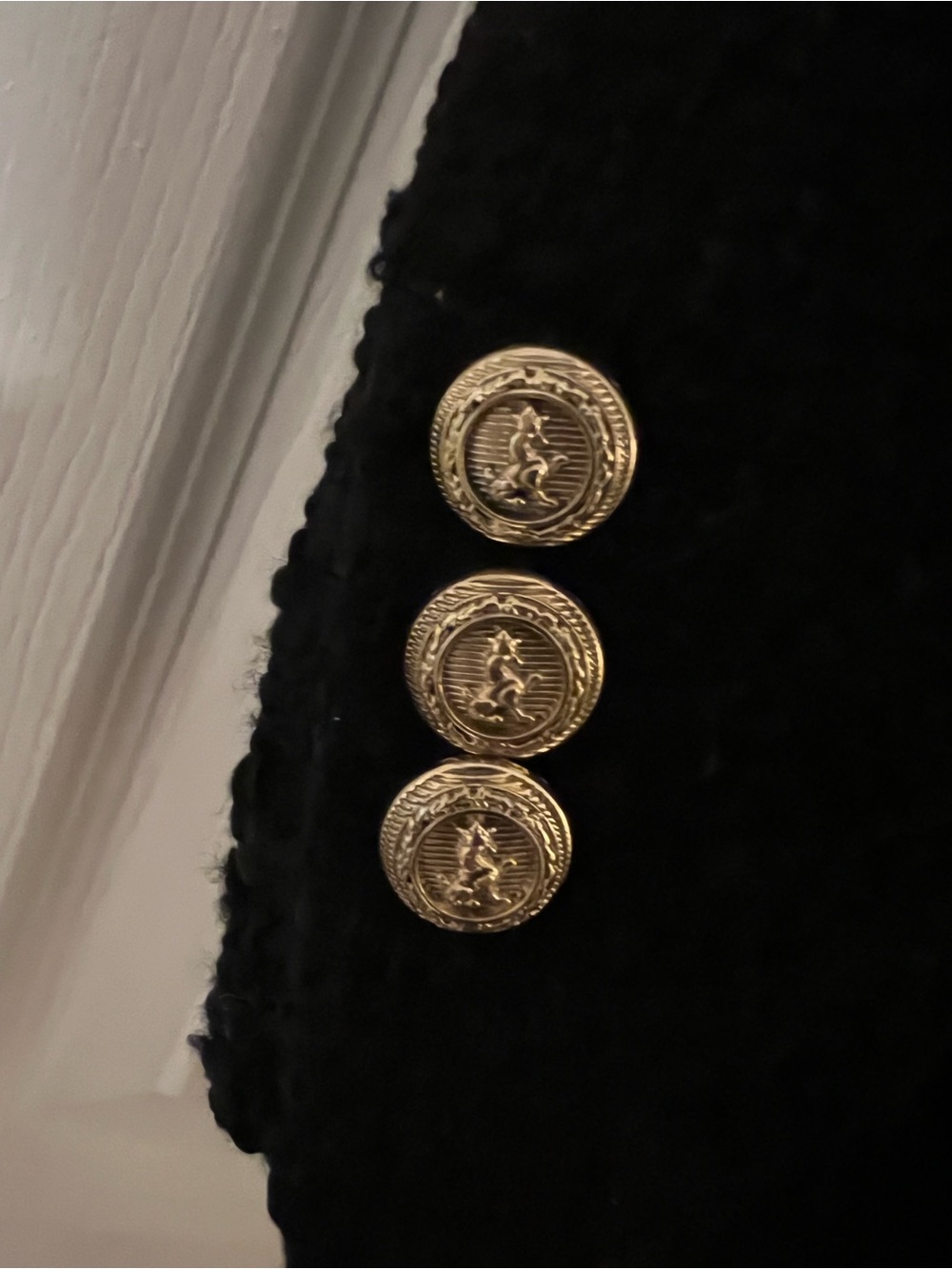 Zara Black Bouclé Double-Breasted Blazer with Gold Buttons - Picture 8 of 12